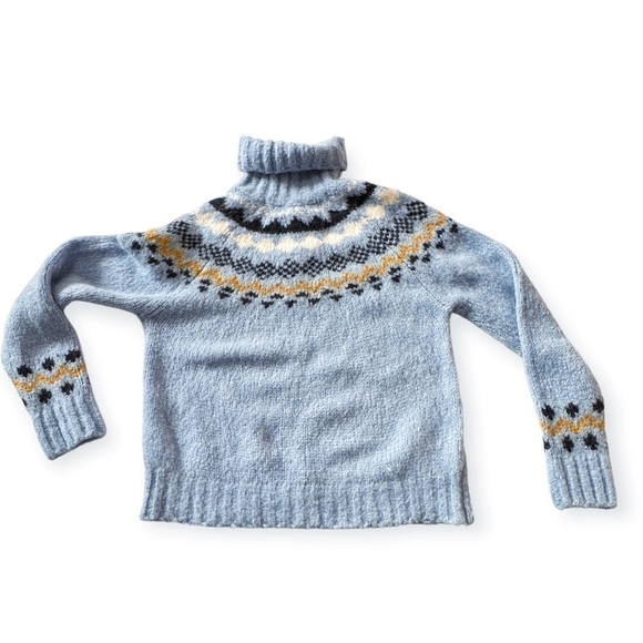 Derek Lam 10 Crosby Diagonal Fair Isle Alpine Turtleneck Sweater, Size S blue - Picture 9 of 15